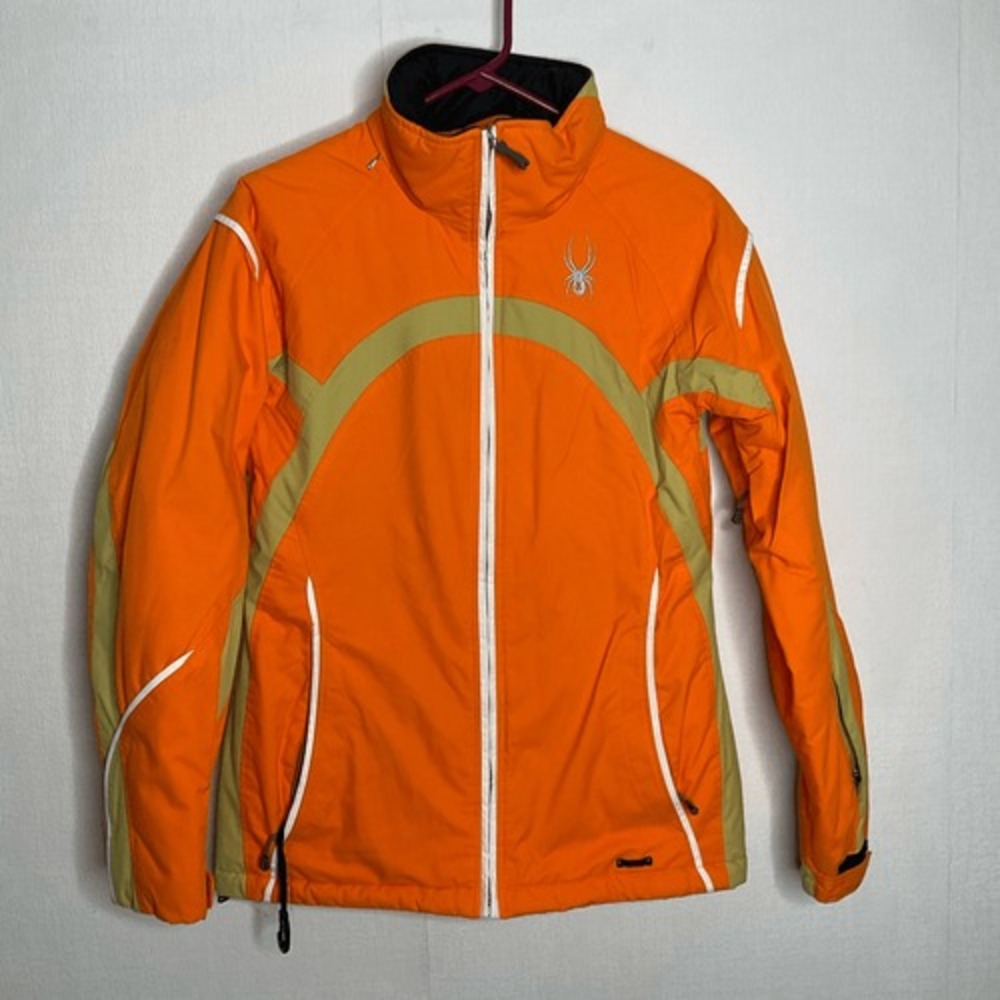 Spyder Jacket Womens 10 Orange Winter Coat Full Zip Insulated Ski Pockets NoHood